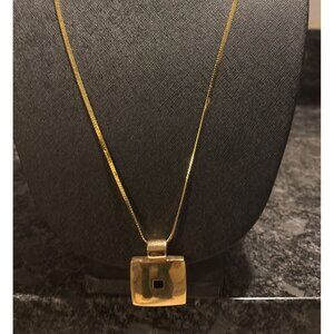Monet Vintage Gold-Tone Square Pendant Necklace With Snake Chain